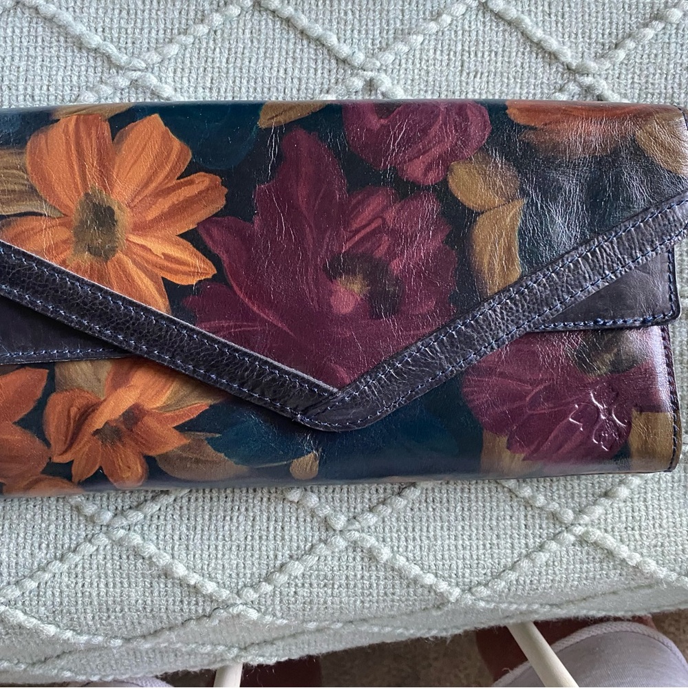 Patricia Nash Orange and Purple Floral Clutch